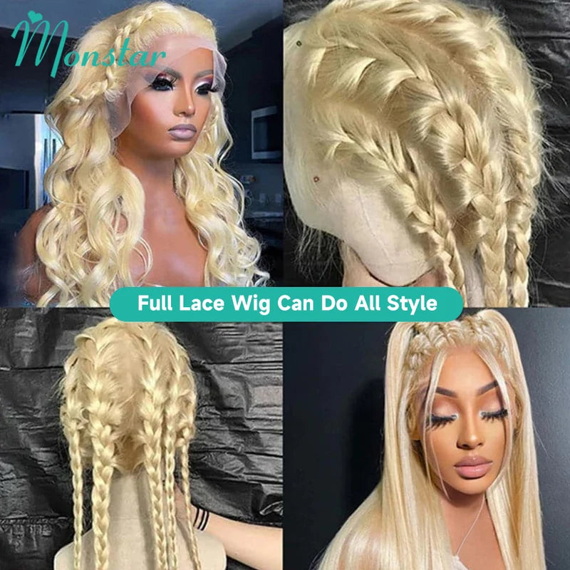 Full Lace Human Hair Wig 13x6 360 Blonde Wig with Pre-Plucked Baby Hair