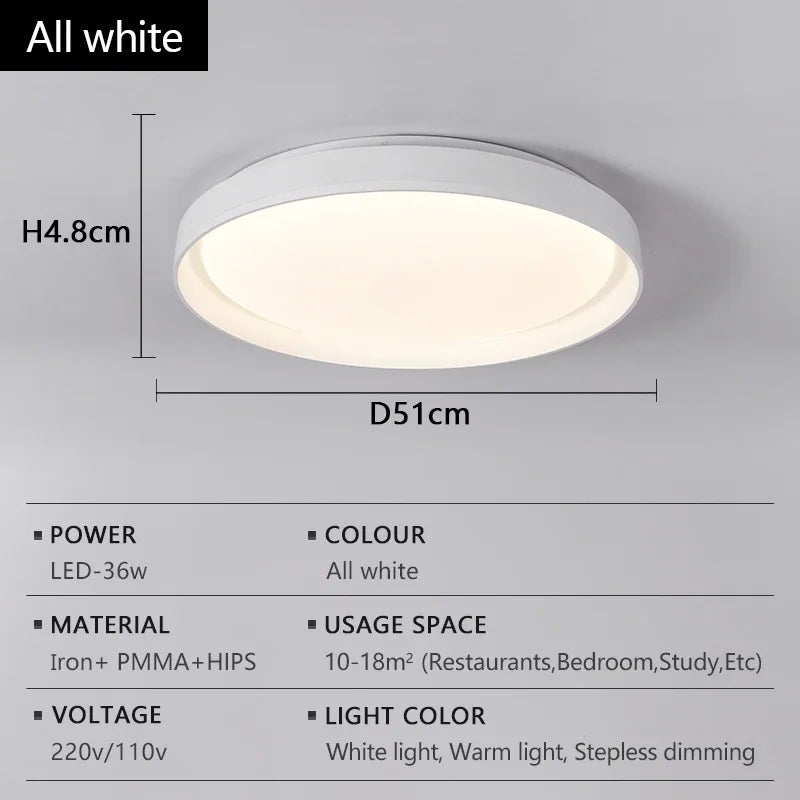 Dimmable Circular LED Ceiling Light 50cm for Living Room & Bedroom