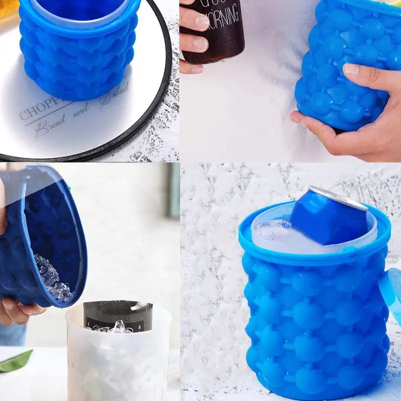 Silicone Ice Cube Maker Portable Bucket for Wine & Whiskey Cooler