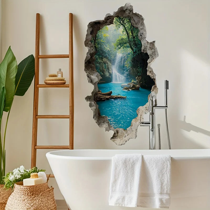 Waterfall Scenic Wall Stickers for Bedroom Decor - Landscape Wall Art