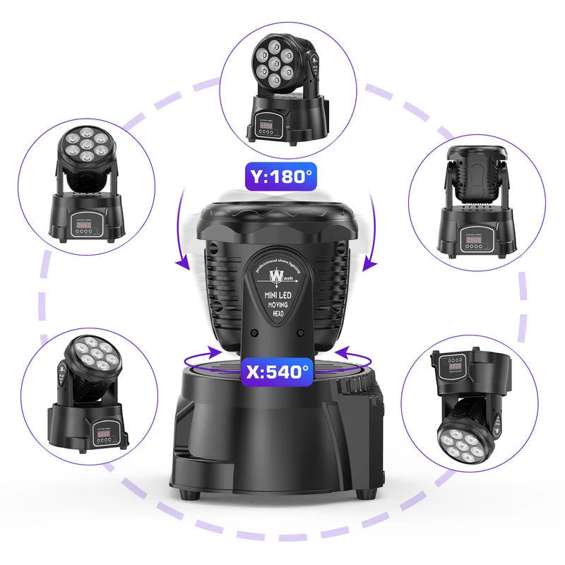 2PCS Moving Head Beam Spot Stage Lights - LED DJ Party Disco Lighting