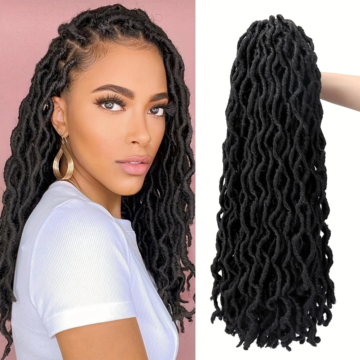 Faux Locs Crochet Hair 12 Strands Gypsy Wavy Dreadlocks 3 Tone Curly Styles