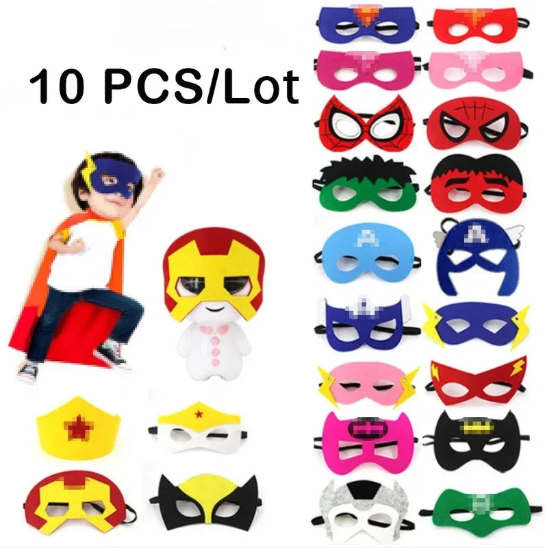 10 Pcs Halloween Superhero Masks Costume Set for Parties Cosplay & Gifts