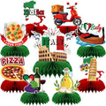 9PCS Italian Party Honeycomb Centerpieces Decor Flags - Red White Green Carnevale Di Venezia Birthday