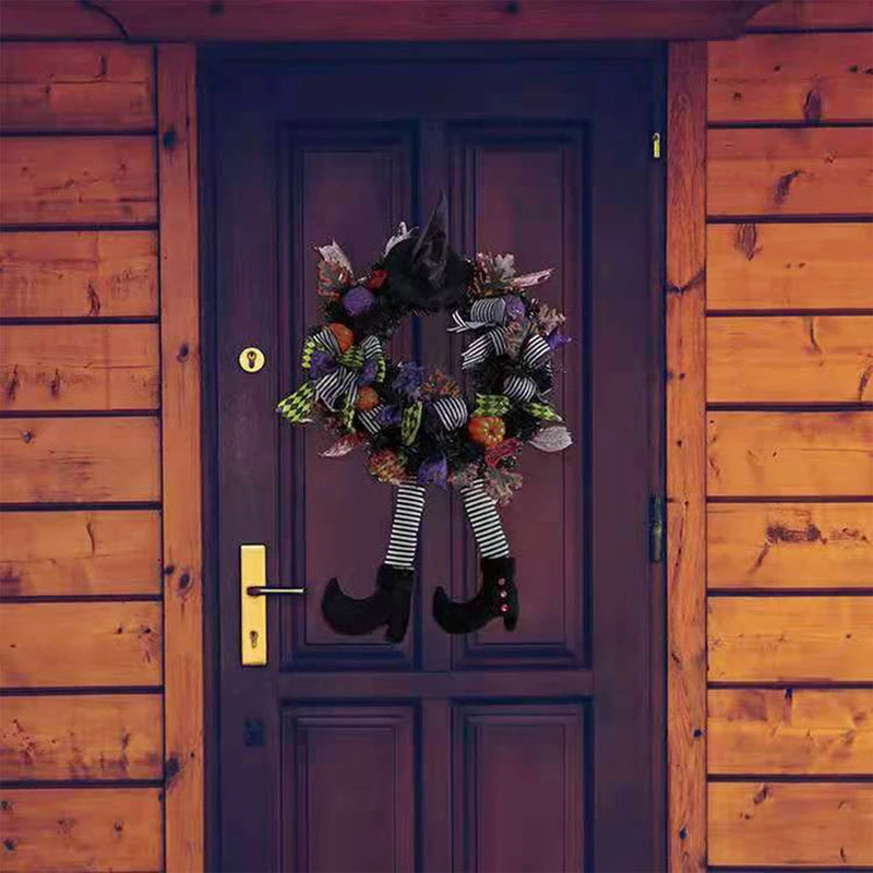 Halloween Witch Wreath with Legs Garland Wall Hanging Door Decor