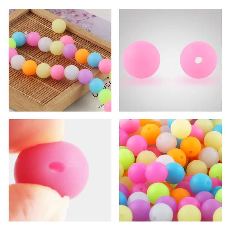Glow In The Dark Silicone Beads 12/15MM Round Luminous Jewelry Making Supplies - 50Pcs