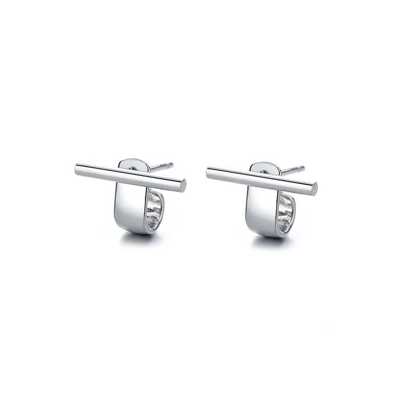 Sterling Silver Geometric Stud Earrings for Women - Versatile Jewelry Gift