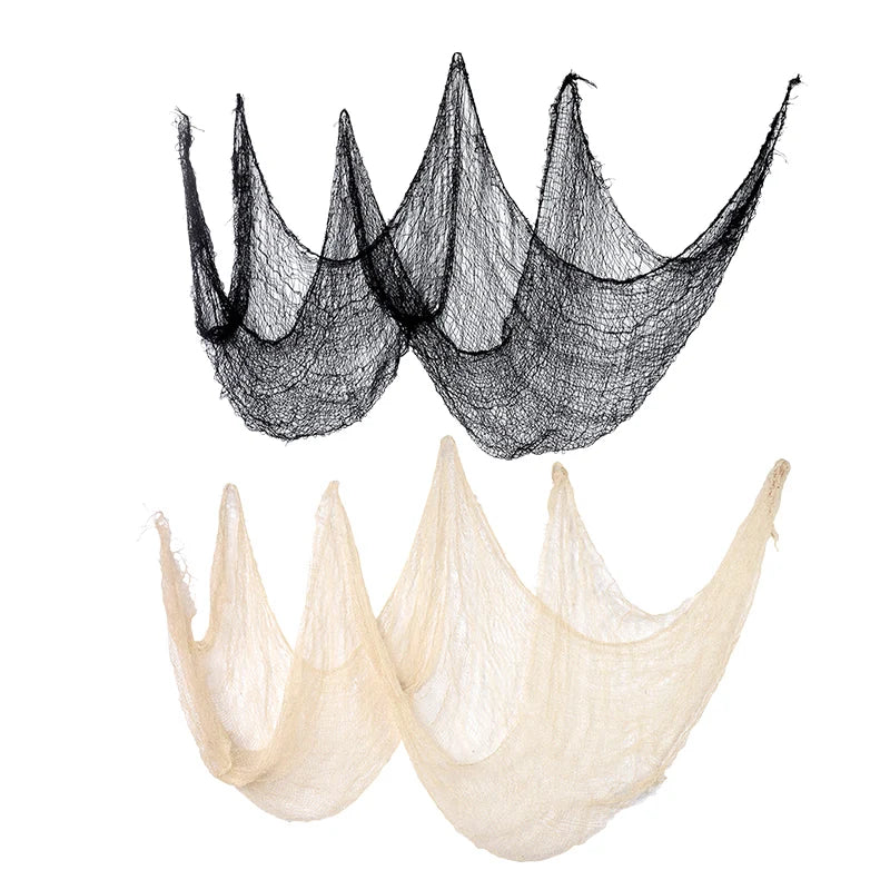 Halloween Spider Web Decorations - Black Gauze for Haunted House & Party Scenes