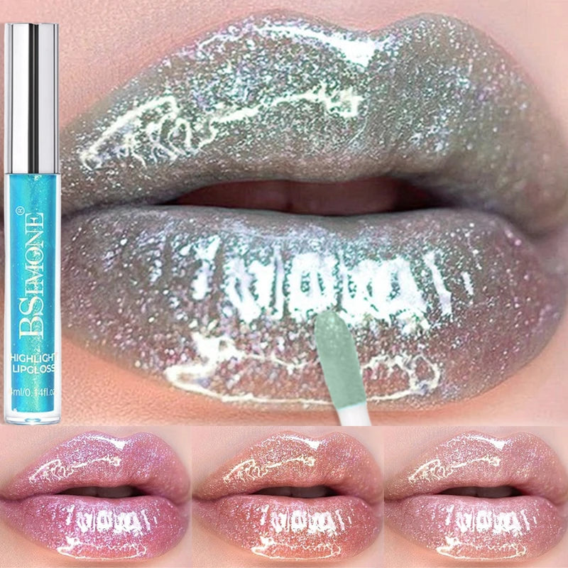 High-Shine Glitter Lip Gloss with Pearlescent Micro-Shimmers and Hydrating Formula