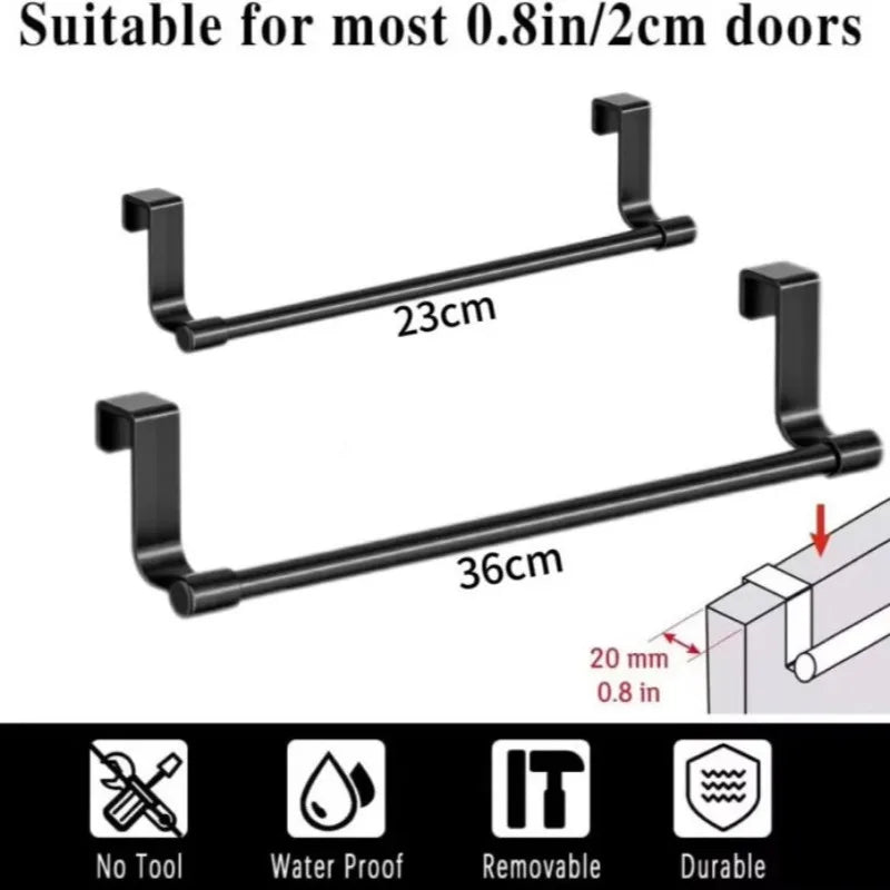 Stainless Steel Over Door Towel Rack for Bathroom Kitchen Storage Organizer