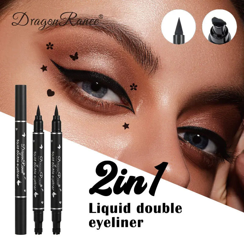 Double Head Star Seal Waterproof Eye Liner - Non-Smudging, Heart Plum Design