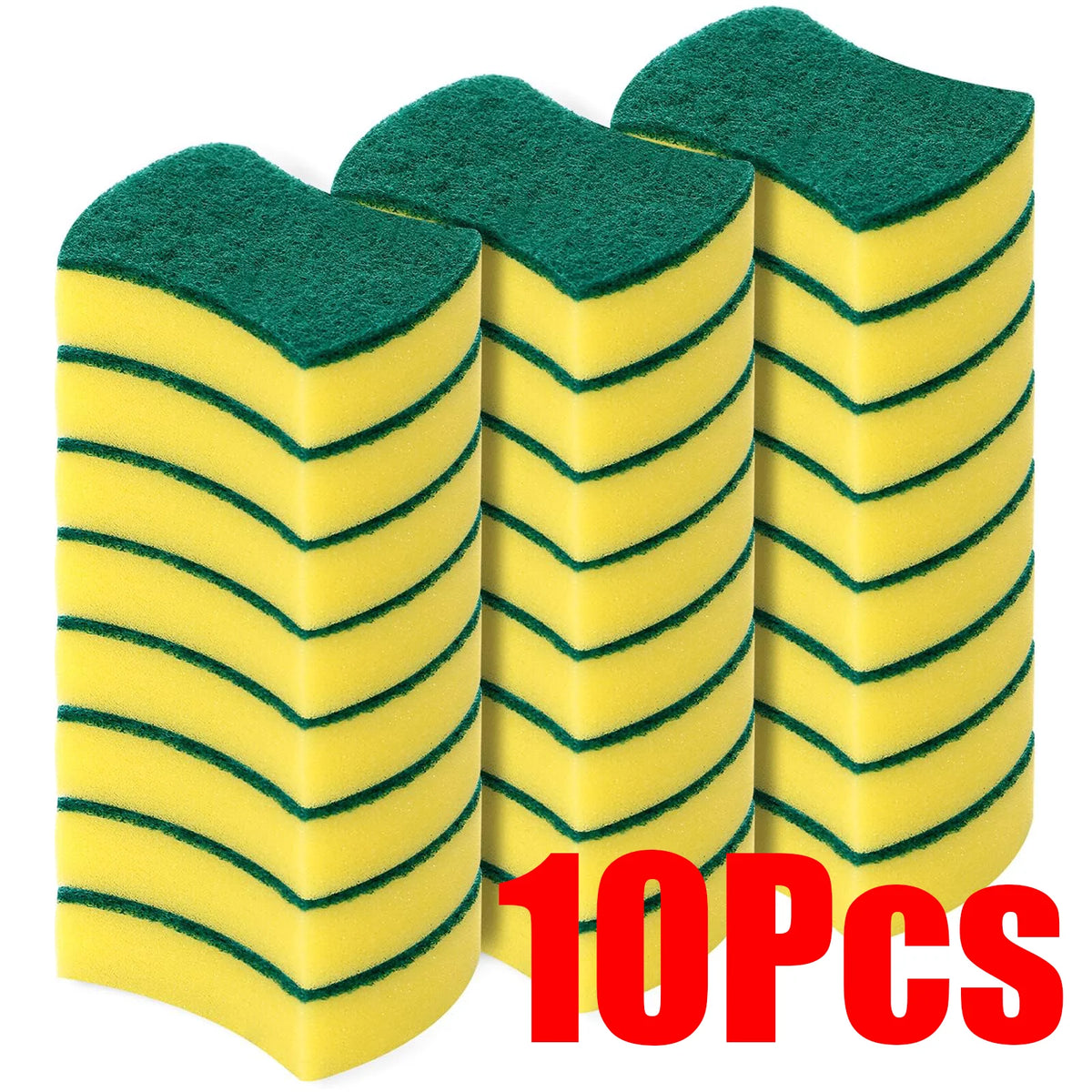 Double-Sided Dishwashing Sponge with Nano Emery Magic Cleaning Brush - Kitchen Scrubber Set