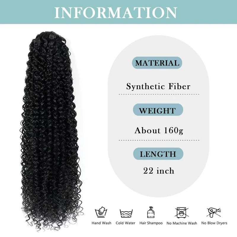 Drawstring Ponytail Extension for Women Curly Wavy Synthetic Hair - Natural Look