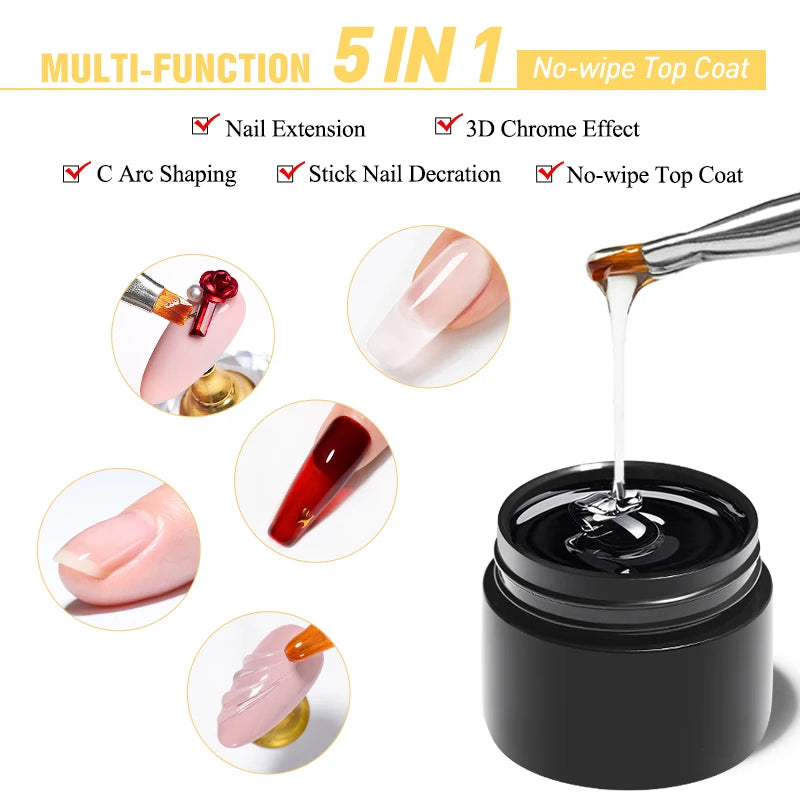 8ml 5-in-1 No-Wipe Gel Top Coat Nail Reinforcement & Water Nail Art