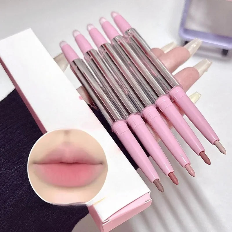 Nude Lip Liner with Lip Brush - Long Lasting Velvet Matte Lipstick