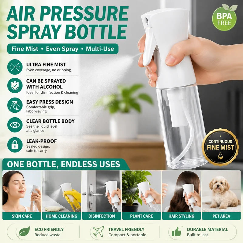 Refillable Fine Mist Spray Bottle Leak-Proof Water Sprayer for Cleaning Skincare Hair Plants