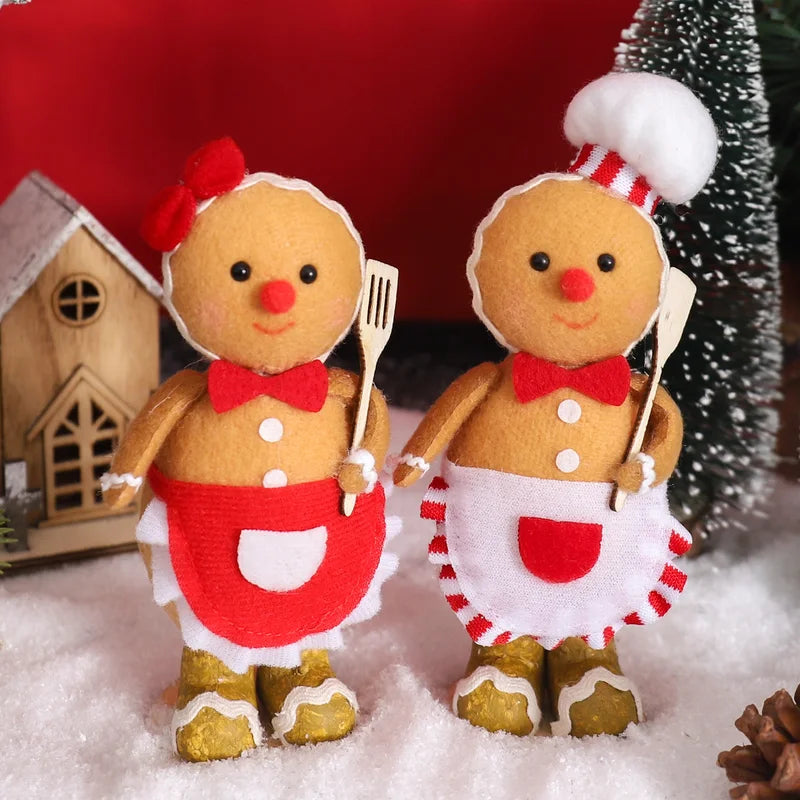 Plush Gingerbread Dolls Christmas Ornaments Set - Holiday Home Decor