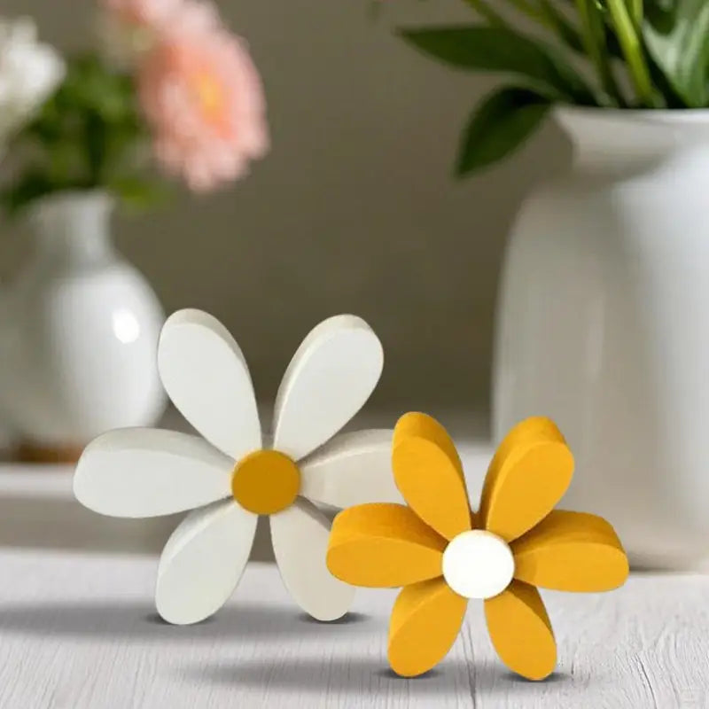 Wooden 3D Daisy Flower Decorations Set for Nursery & Home Decor