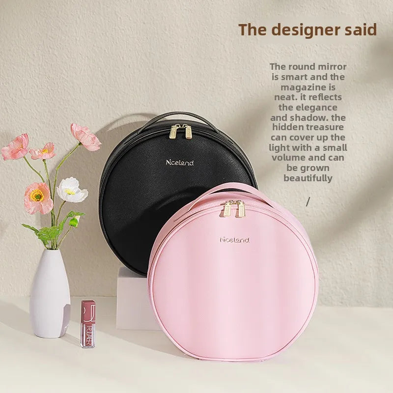 Travel Makeup Bag with LED Mirror and Light - Portable Rechargeable Cosmetic Case