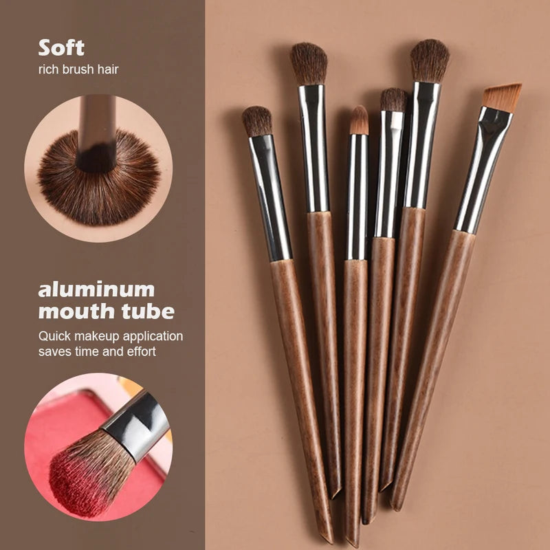 Horse Hair Makeup Brush Set with Storage Bag - Soft Natural Bristles for Face & Eyes, Professional Quality