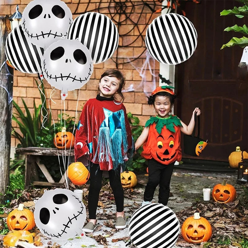 18-Inch Skeleton and Ghost Foil Balloons Halloween Party Decorations - 12 Pack