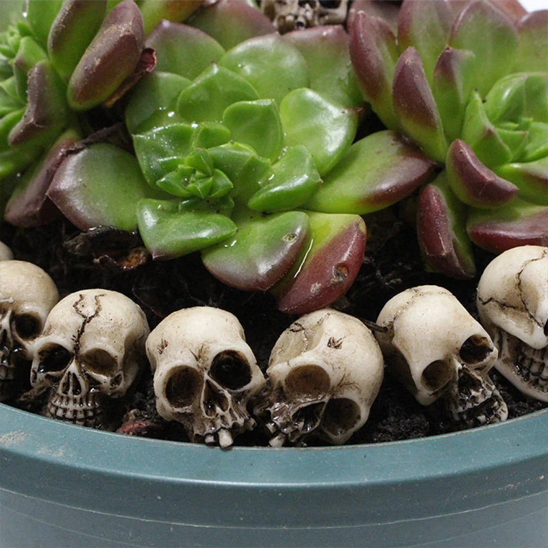 Halloween Skull Sculptures Set - 20-60 Pcs Decorative Skeleton Models for Garden & Festive Decor