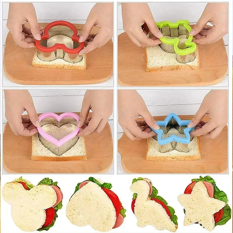 Kids Dinosaur Heart Star Mickey Fruit Vegetable Cookie Cutters Set - Food Shapes for Bread Cookies