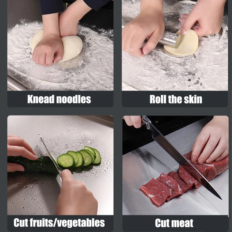 Stainless Steel Folding Cutting Board 60x40cm Multi-Function Kitchen Chopping Board