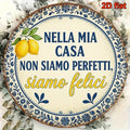 20cm Wooden Wall Decoration Disc with Italian Proverb - Rustic Farm Theme