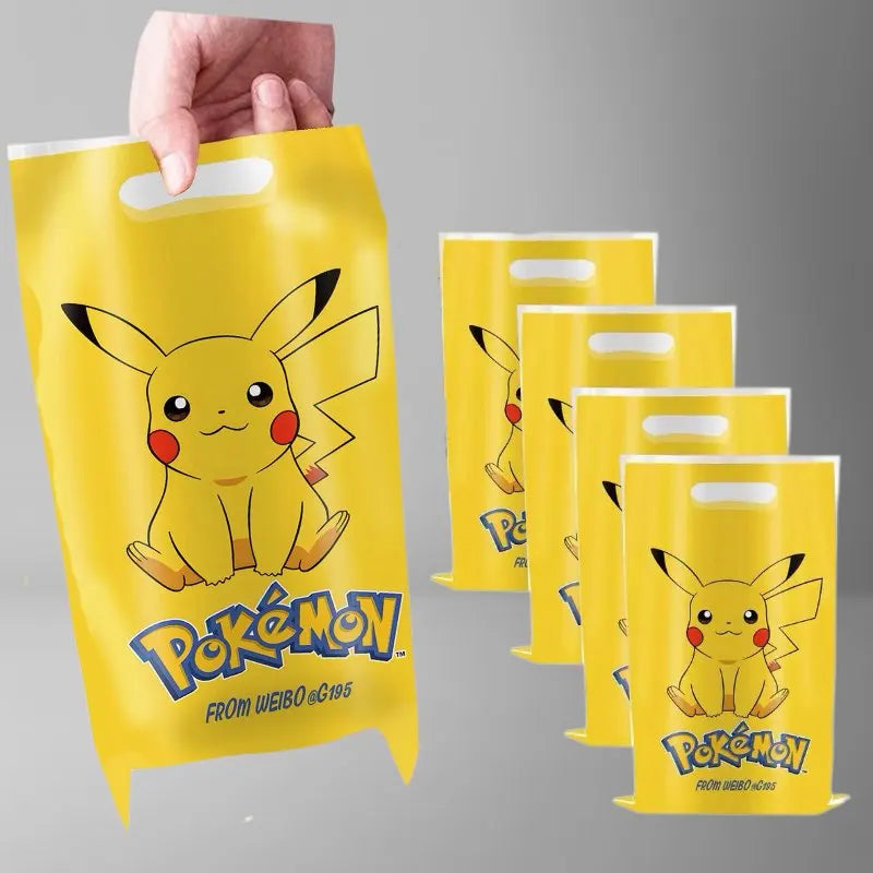 10PCS Pokémon-Themed Gift Bags for Party Favors and Birthday Gifts with Handles