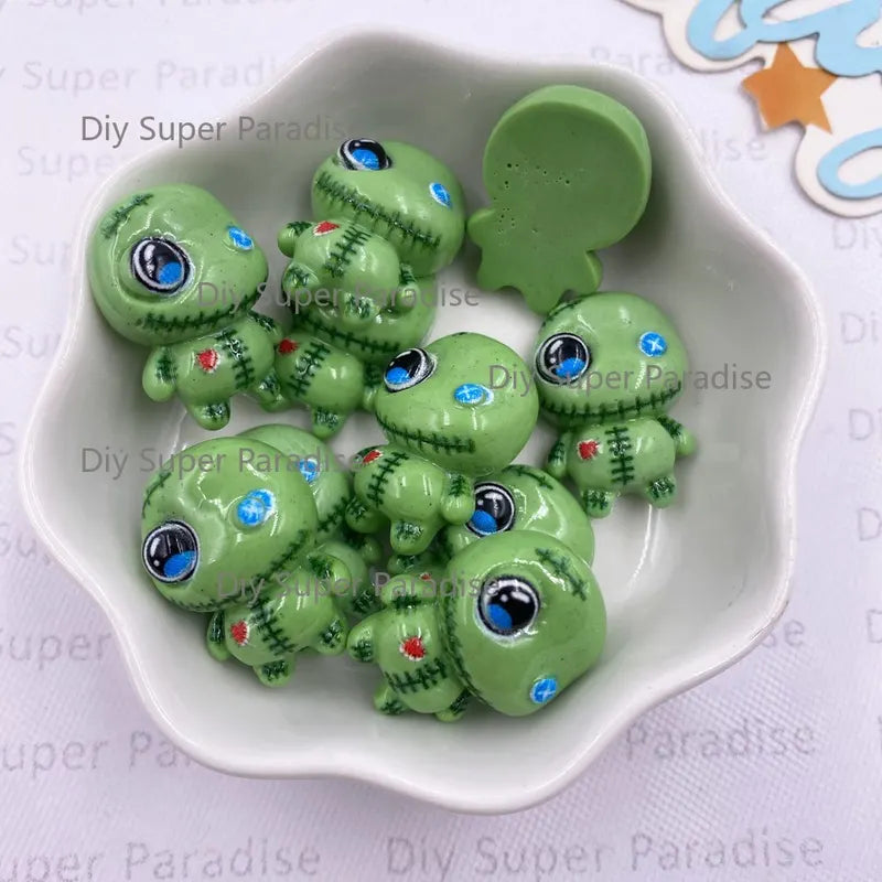 10PCS Colorful Resin Halloween Figurines Set - Spider, Bat, Pumpkin, Ghost & More
