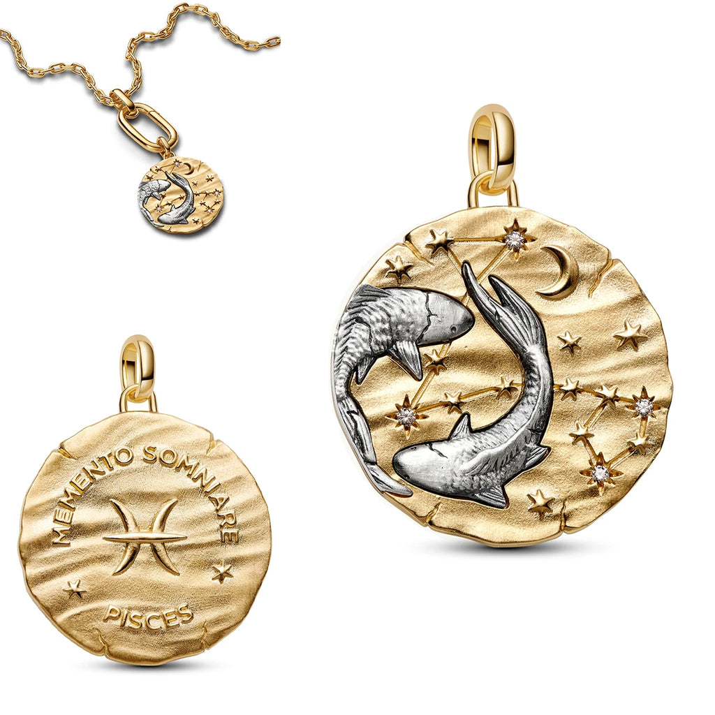 Sterling Silver Zodiac Sign Cat Flower Earrings & Necklace Set for Women Jewelry Gift