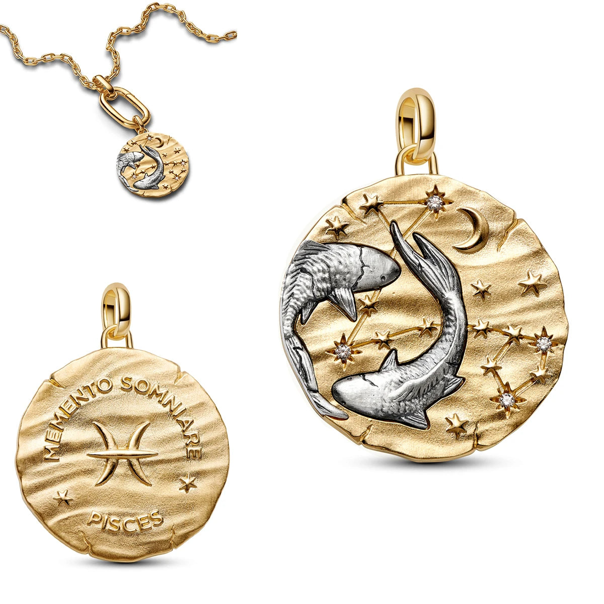Sterling Silver Zodiac Sign Cat Flower Earrings & Necklace Set for Women Jewelry Gift