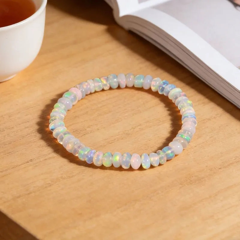 Natural Ethiopian Opal Beaded Bracelet for Women Healing Crystal Jewelry Gift