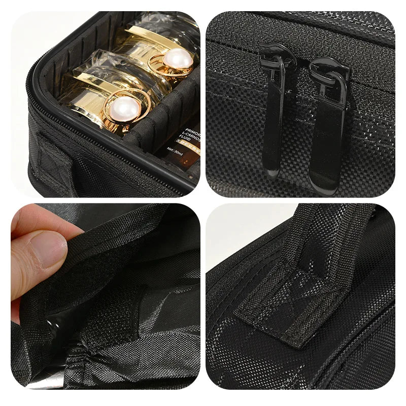 Travel Waterproof Makeup Bag for Women - Cosmetic Organizer with Brush Storage