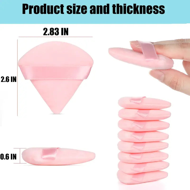 6 Pcs Makeup Powder Puffs Set - Soft Velour Triangle Face Sponges