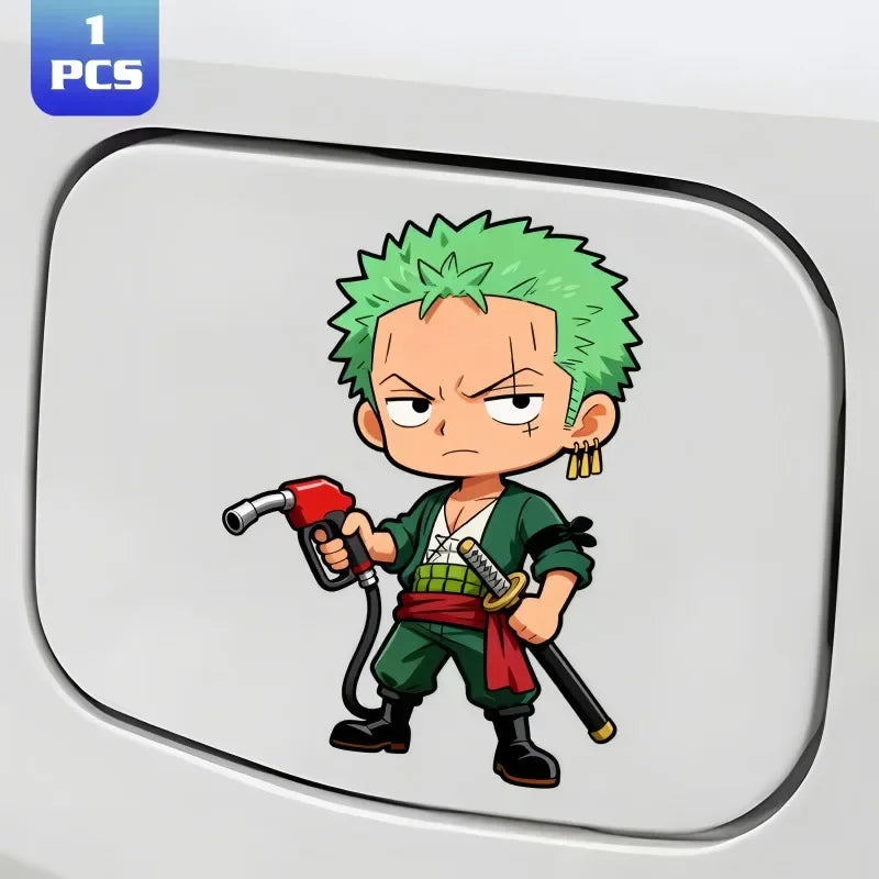 Anime Car Sticker Set - One Piece Roronoa Zoro & Monkey D. Luffy Decals for Vehicles