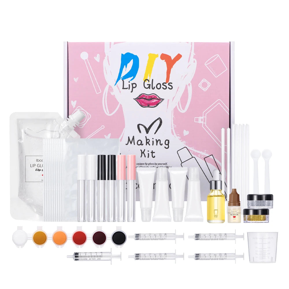 DIY Lip Gloss Making Kit - Natural, Vegan, Glitter & Tint Supplies for Creative Cosmetics