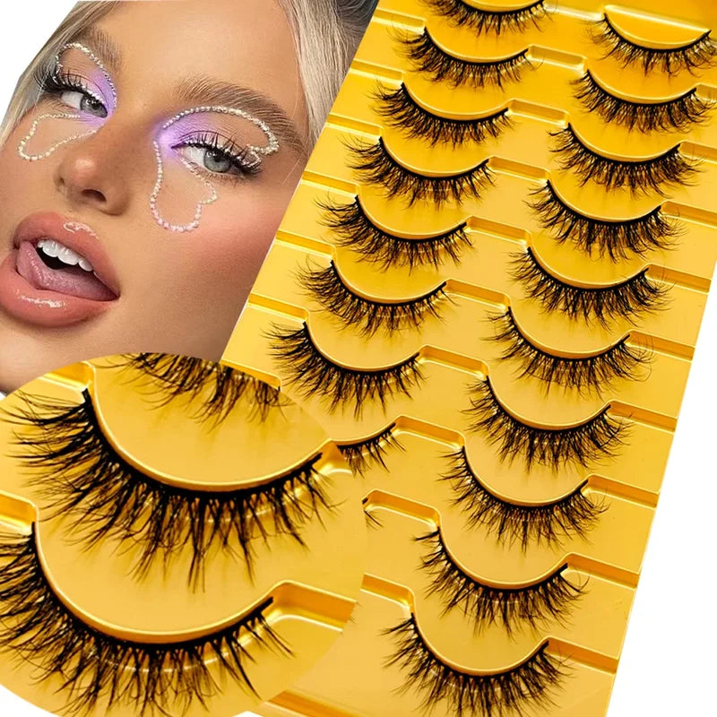 3D Mink Eyelashes Wispy Full Strip False Lashes Natural Short Makeup