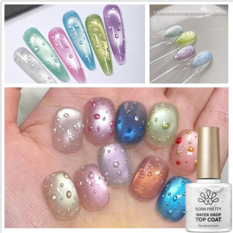 10ml Water Drop Top Coat Clear Nail Art Gel Polish for 3D Manicure & Crystals