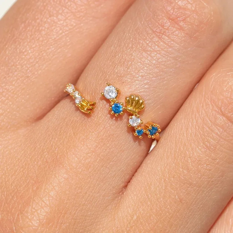 Colorful Fairy Tales Princess Cubic Zircon Ring for Women Girls Adjustable Jewelry