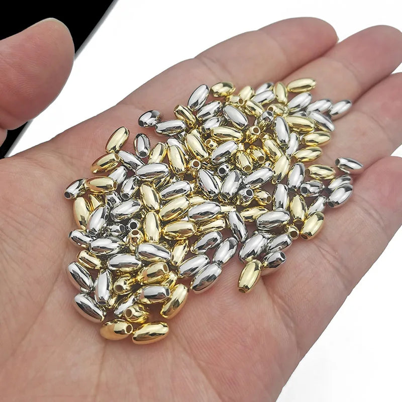 Gold Silver Plated Oval Spacer Beads 3x6mm Jewelry Making Supplies 200pcs