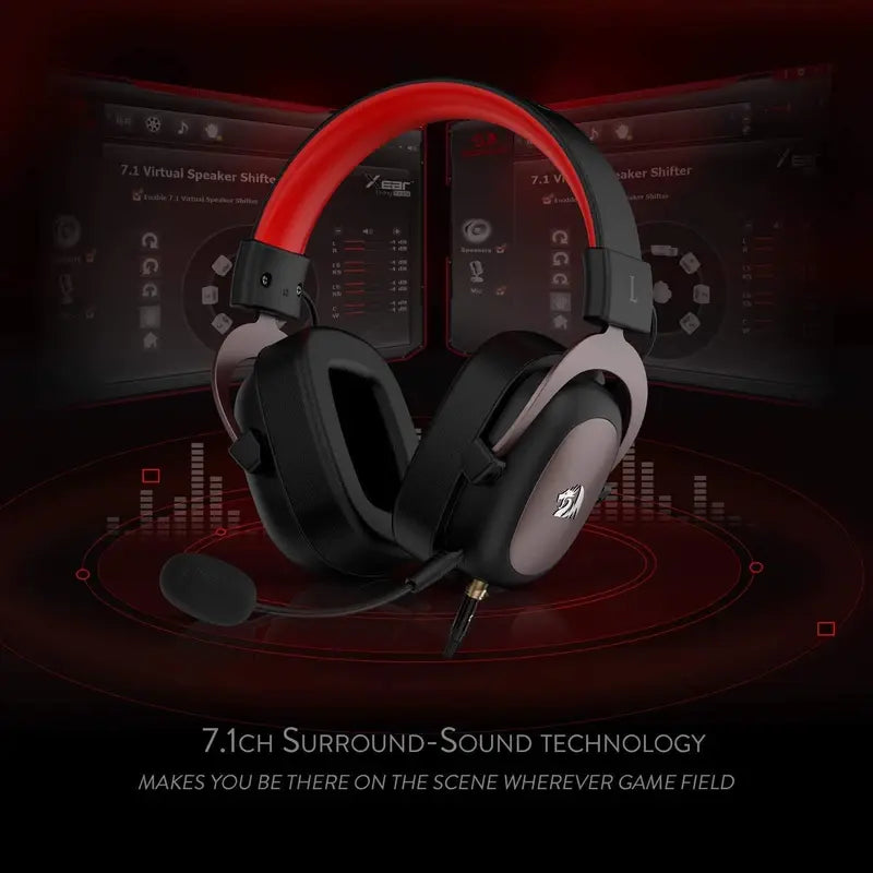 Wired Gaming Headset with 7.1 Surround Sound & Detachable Mic - Over-Ear, 53mm Drivers