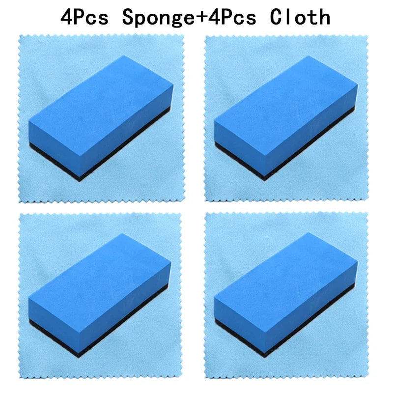 Car Ceramic Coating Sponge Applicator Nano Wax Coat Pad & Cloth Blue