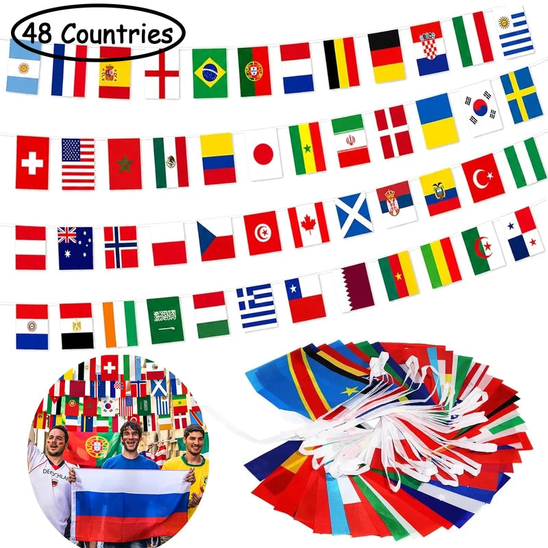 International World Flag Bunting Banner 45 Ft for Soccer Parties & Events