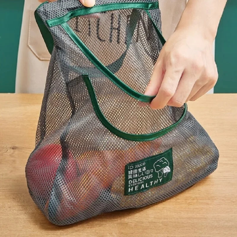 Reusable Mesh Storage Bags for Fruits Vegetables Kitchen Organizer