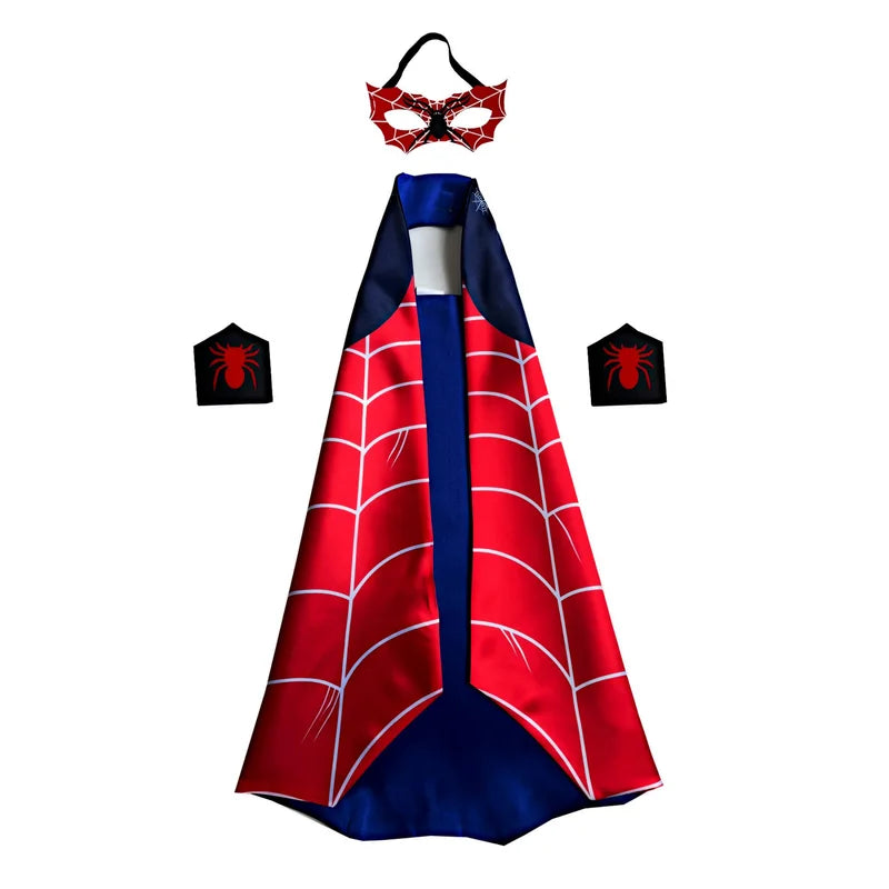 Kids Superhero Costume Set with Cape Mask and Wristbands for Halloween and Cosplay