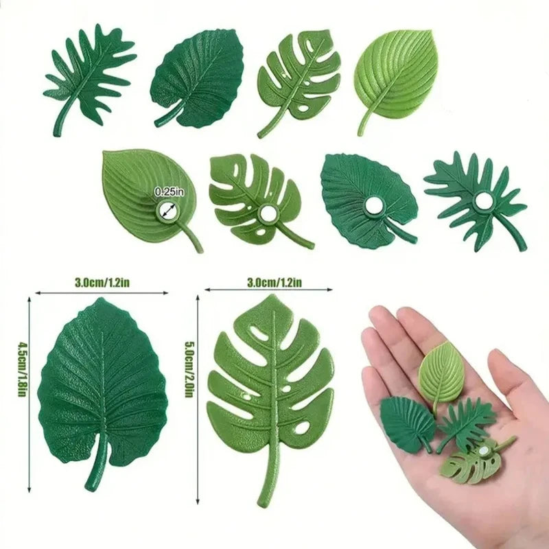 3D Plant Leaves Refrigerator Magnets Set - Decorative ABS Magnetic Patches for Whiteboards & Kitchen