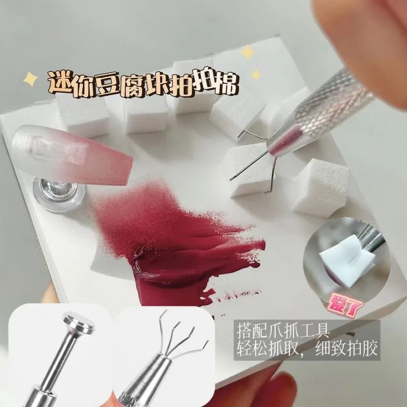 Nail Art Sponge Set with Gradient Nail Brushes and Pen for Manicure Design