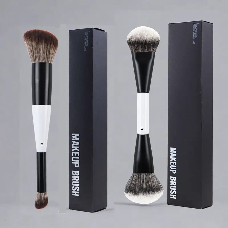 2pcs Set Double Ended Angled Foundation Makeup Brushes - Blush & Contour Tools